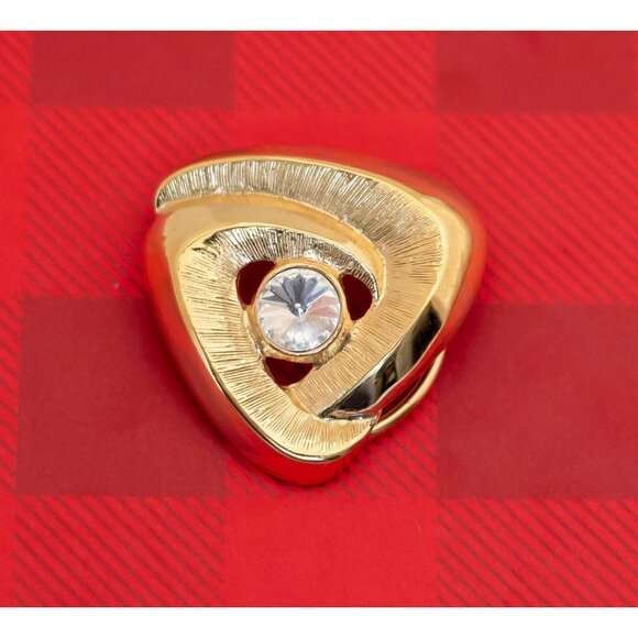 Vintage Mid Century Triangle Diamond Gold Tone Clip - O15 - Picture 1 of 2
